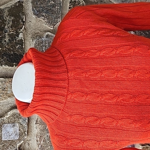 J. Crew Turtleneck Cable Knit Sweater in Orange  size Small - Picture 2 of 7